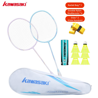 Kawasaki 2 Pçs Raquetes De Badminton Novo KD-1PRO-3/KC-081 Autêntico Fibra De Carbono Durável Ultra-Leve Dado 3 + Aperto em Oferta na Shopee