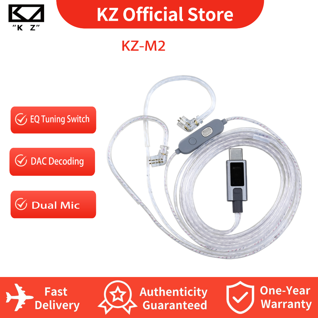 KZ M2 Tipo C Cabo Com DSP Duplo HD Microfone Fone De Ouvido 0.75/0.78mm UBC Pino Para Rodízio zsn pro 2 zs10 x edx em Oferta na Shopee
