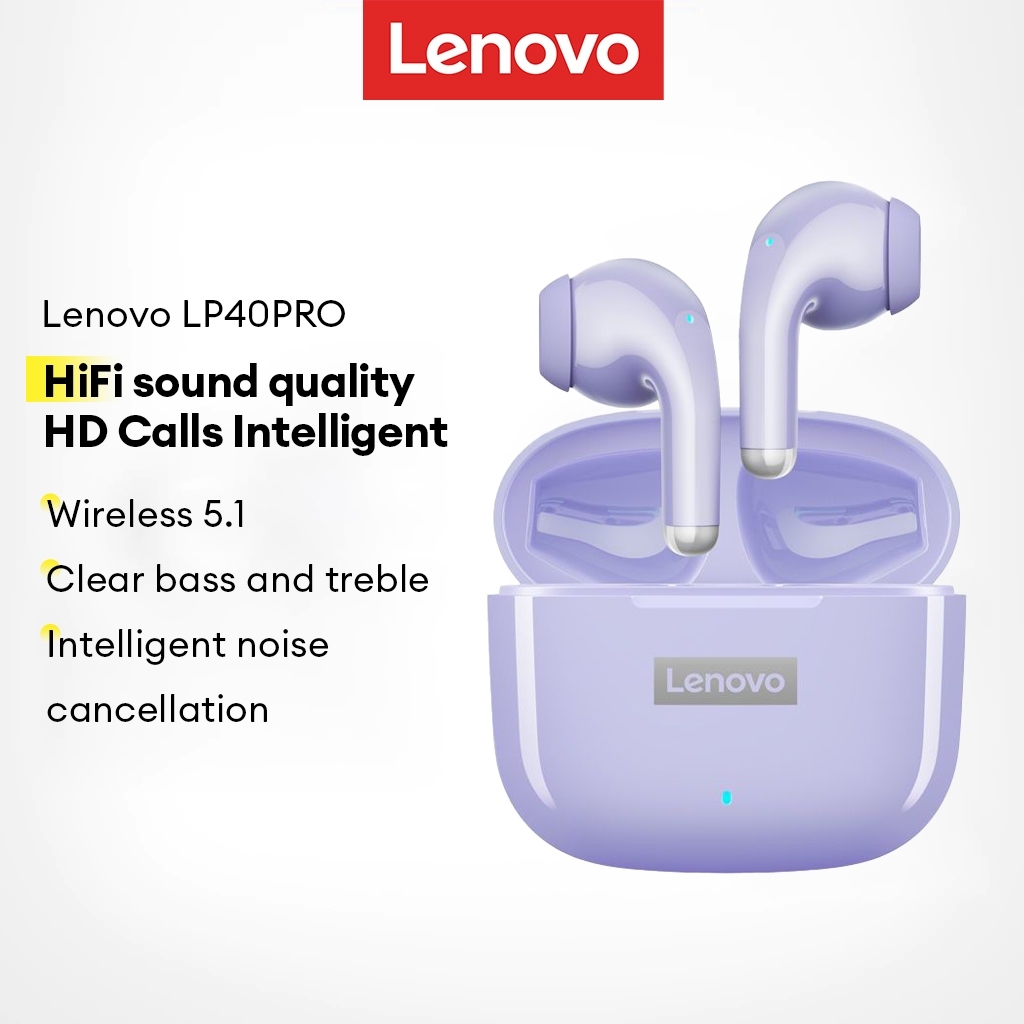 Lenovo LP40 Pro Fones TWS Bluetooth Esportivos com Redução de Ruído, Toque Inteligente e Som HD para Jogos