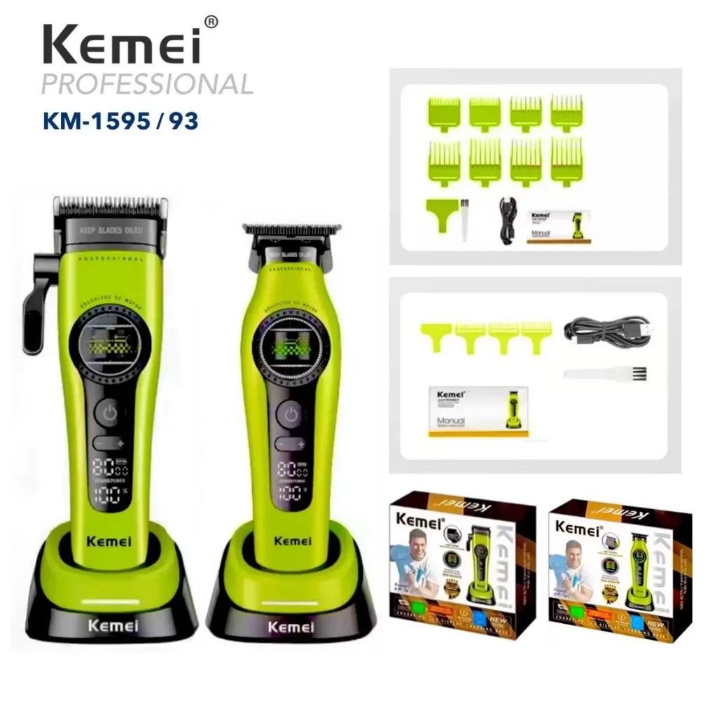 Kemei 1593 1595 Aparadores De Cabelo Profissional Barbeiro Máquina De Cortar F1-Super Motor Externo Sem Escova Corte em Oferta na Shopee