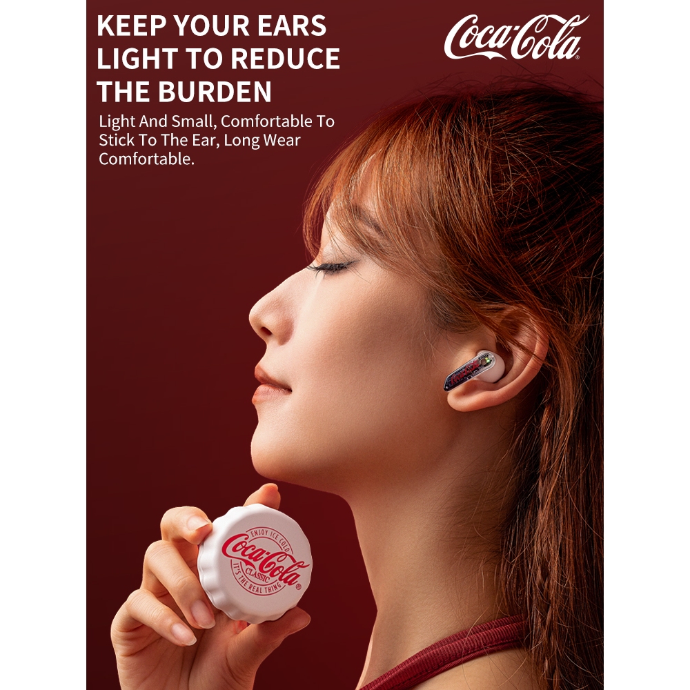 Coca-Cola T13 True Wireless Bluetooth Earbuds Design Semi-Intra-Auricular | Driver Dinâmico De 13mm Cancelamento De Ruíd - detalhe