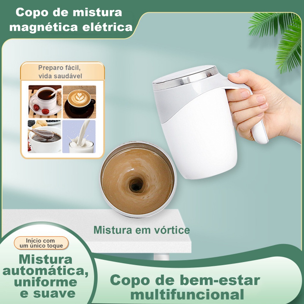 Caneca De Café Com Agitação Automática Magnética Inteligente-Copo De Viagem Elétrico De Aço Inoxidável Tampa | BPA Gráti