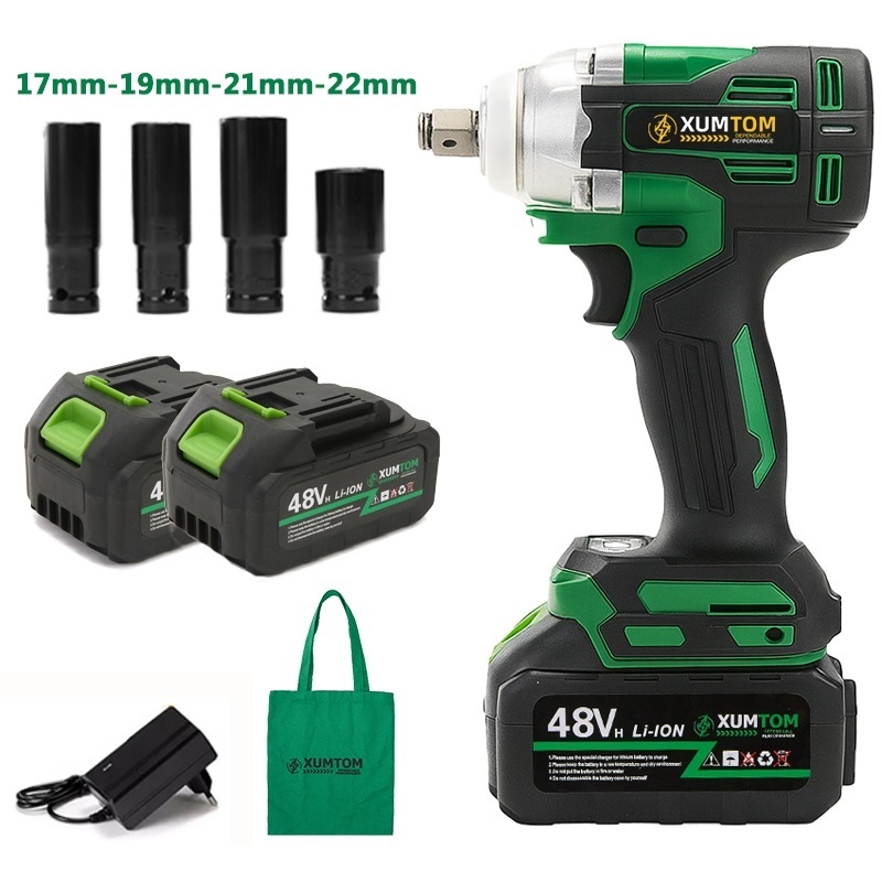 Chave de lmpacto 48V Elétrica Sem Fio 450NM  Parafusadeira Com 48V 02 Bateria Motor Brushless em Oferta na Shopee