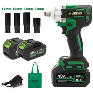 Chave de lmpacto 48V Elétrica Sem Fio 450NM  Parafusadeira Com 48V 02 Bateria Motor Brushless em Oferta na Shopee