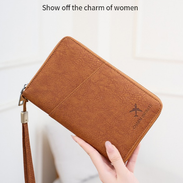 Novo saco de passaporte Anti-magnético RFID longo zíper titular do passaporte multifuncional saco de documentos de armaz em Oferta na Shopee