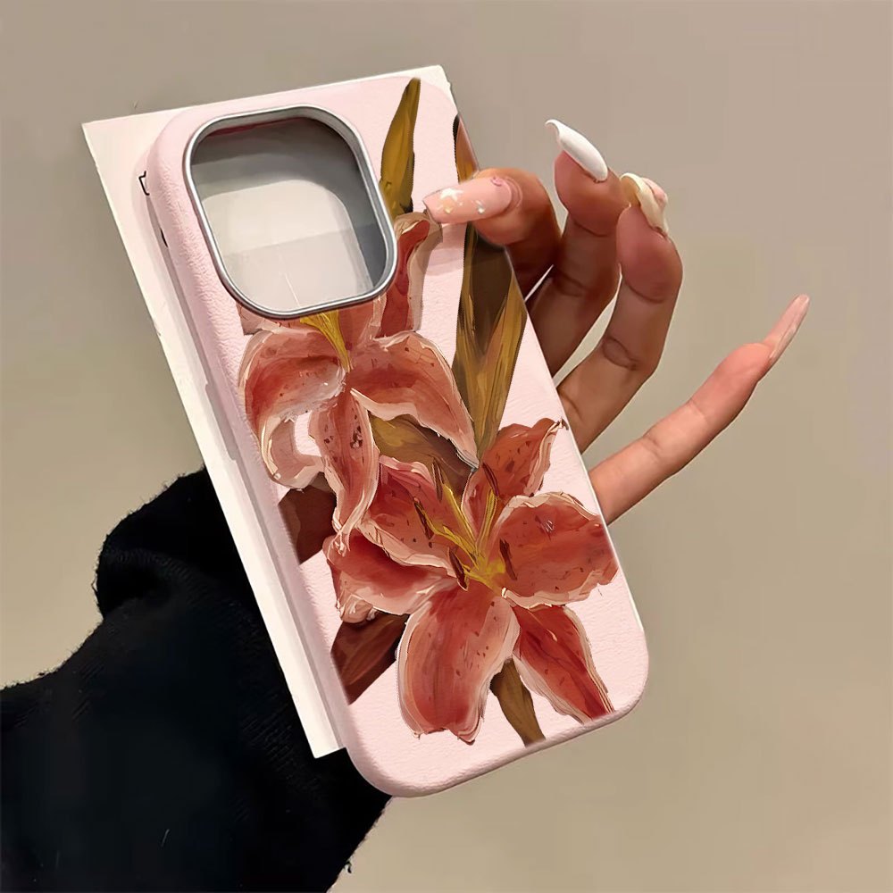 Coruro Capinha Capa Moda Flores Para IPhone 13 11 12 16 15 14 17 Ar Normal Plus Pro Max Caso De Telefone De Couro Falso