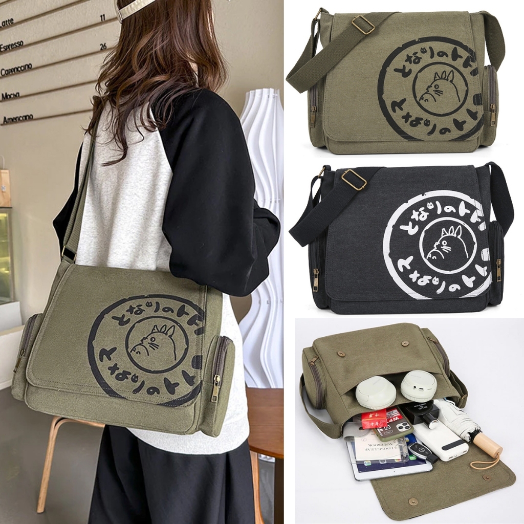Bolsa Crossbody Feminina , Mensageiro De Lona Vintage , Grande Capacidade