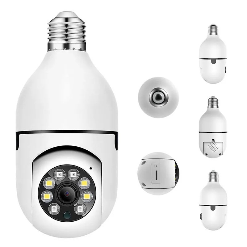 HD 1080P 360 ° Lâmpada Inteligente Rotativa Câmera Panorâmica Remoto Sem Fio Wifi