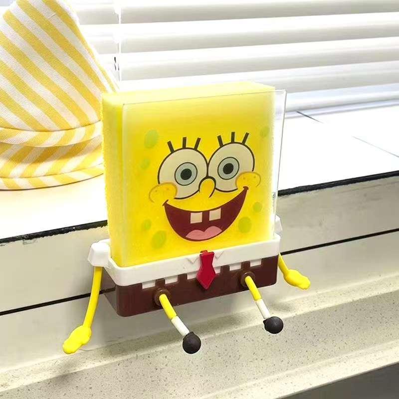 Rack De Drenagem De Pia Bob Esponja Calça Quadrada-Com Ralo , Design Criativo E Fofo , Decoração De Cozinha