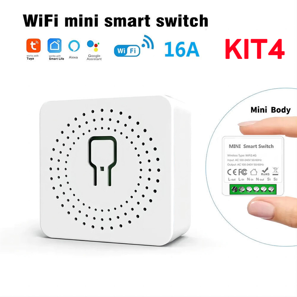 Módulo Interruptor Inteligente Tuya WiFi, Suporta Controle 1 canal,100-240V, Funciona com Alexa, Google Home