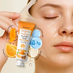 Máscara Peel-Off De Cúrcuma E Vitamina C QUIYUM 50g | Limpeza Iluminadora Suave Revela Brilho Da Pele