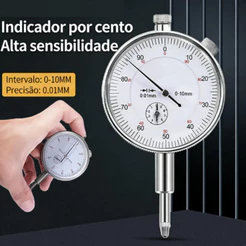 Relógio Comparador De Alta Precisão 0-10mm/0,01mm Medidor Indicador De Discagem Ferramenta