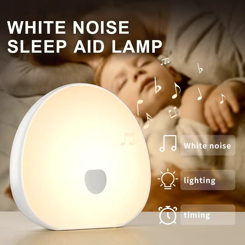 Imagem Máquina De Ruído Branco Para Dormir RGB Com Som Calmante Tocável Recarregável LED Luz Noturna Relaxante Áudio E Lâmpada 