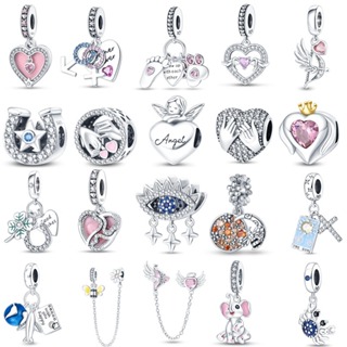 2026 Novo estilo de prata esterlina 925 romântico rosa óleo pingando pingente de duas peças em forma de coração adequado em Oferta na Shopee