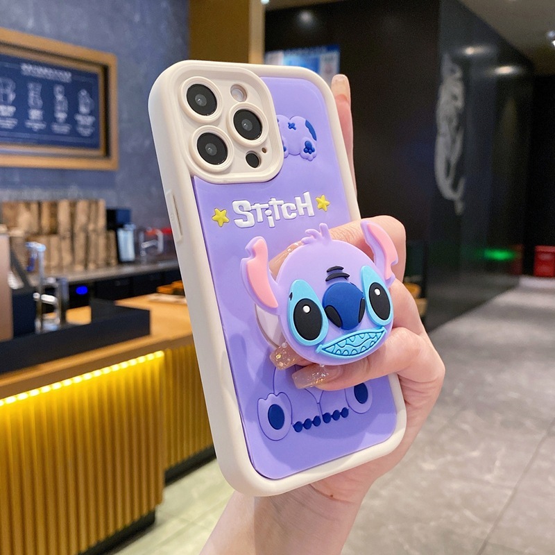 Para OPPO Reno 11F 13F 14F 11 13 14 A5 Pro A79 5G A40 A60 A58 Suporte Dos Desenhos Animados Caso De Telefone Macio Roxo