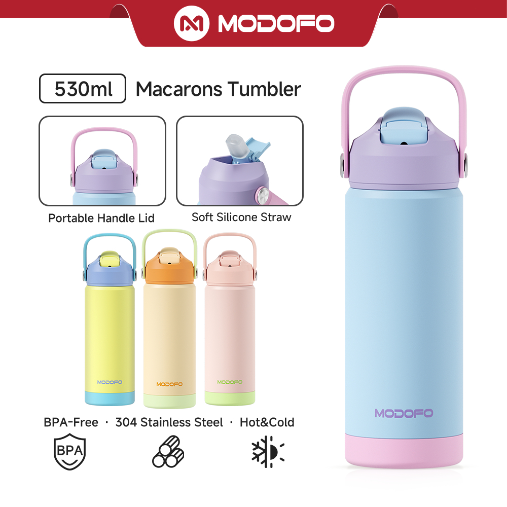 MODOFO Tumbler 18oz Thermos Bottle Cup com garrafa de palha Air Tahan Sejuk Aquaflask portátil de aço inoxidável Água em Oferta na Shopee