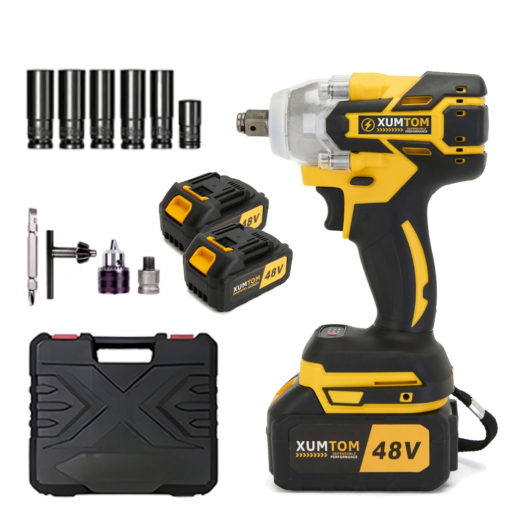 Chave De Impacto 3 in 1 sem fio Brushless Parafusadeira Furadeira Com 2 Baterias e Maleta