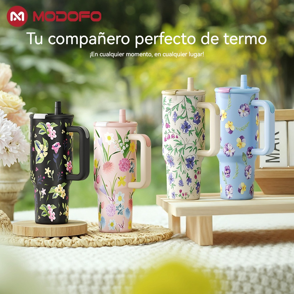 (Série Floral Shadow) Copo MODOFO De 1.2L Com Garrafa Térmica De Palha Estético Botol Air Tahan Sejuk Aquaflask Tumb em Oferta na Shopee