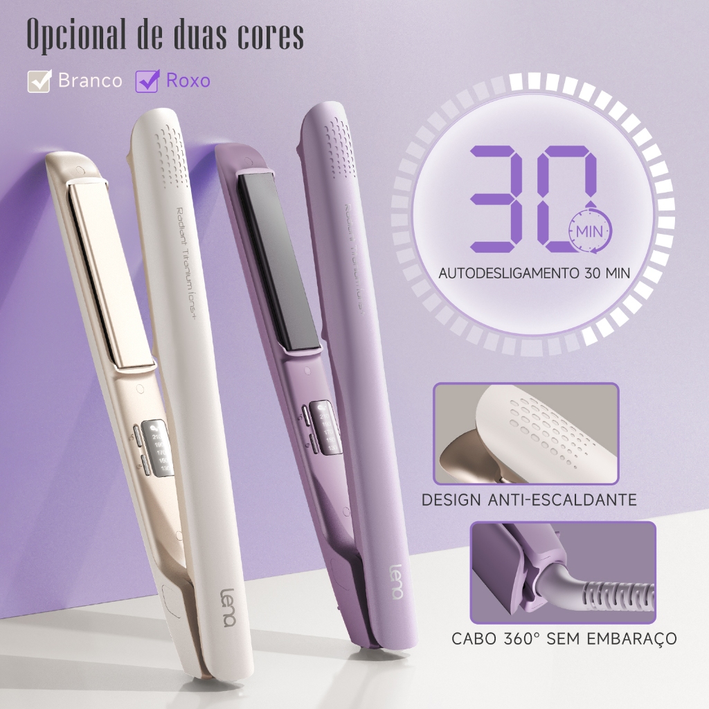 Chapinha Profissional Titanium Care 2 em 1 Íons +, 5 Temperaturas, Aquecimento Rápido e Cabo 360°