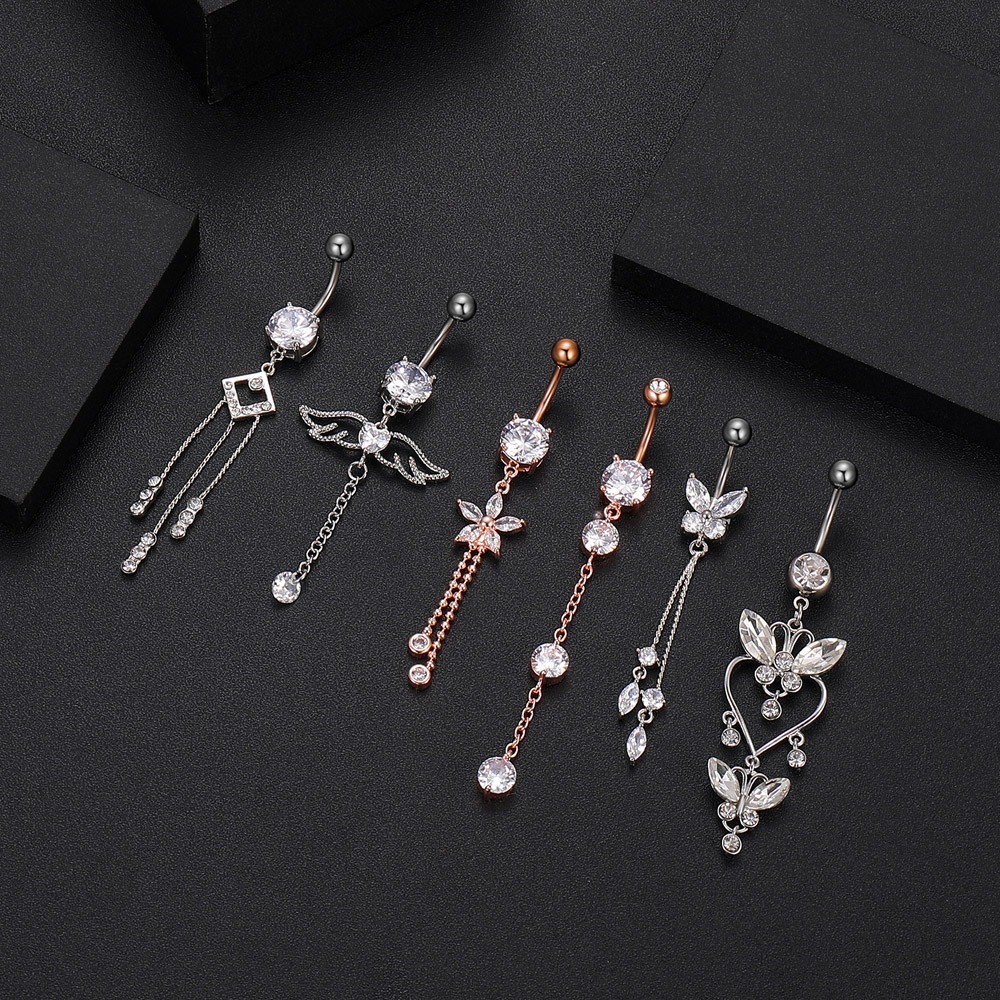 1 Peça Piercing De Umbigo Zircônia De Borboleta Longa E Glamourosa - Feminino Corpo Piercing Jóias em Oferta na Shopee
