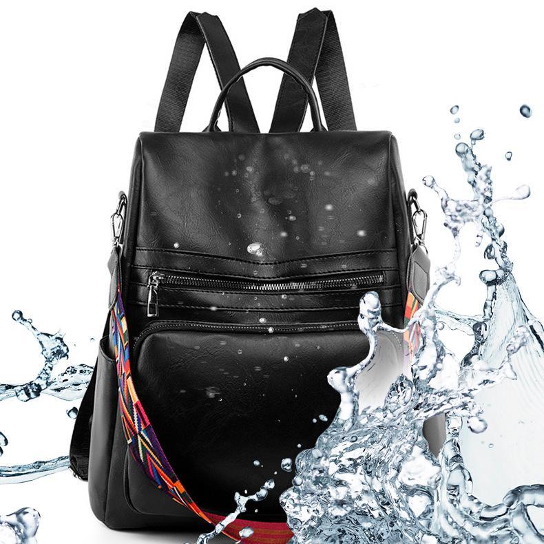 Mochila feminina de couro PU – Estilo casual & anti-roubo, várias bolsas, viagem/estudante