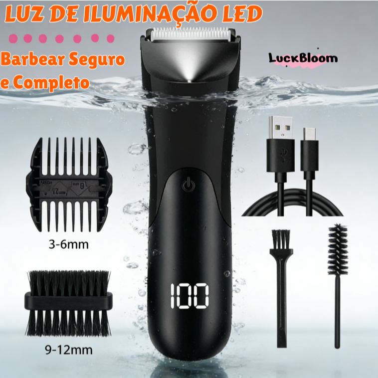 Barbeador Masculino Tesoura De Pêlos Corporais À Prova D'água LED Display Barbeador Aparador De Pêlos Na Zona Do Biquíni
