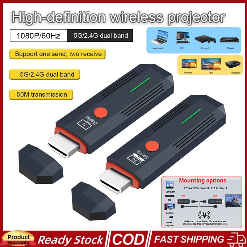 50M 1080P Sem Fio HDMI Vídeo Transmissor De Áudio Receptor Extensor 5.8G TV Vara Display Dongle Para Monitor Caixa