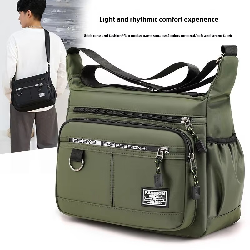 Grande capacidade bolsa de ombro mochila resistente impermeável Nylon saco de masculino crossbody em Oferta na Shopee