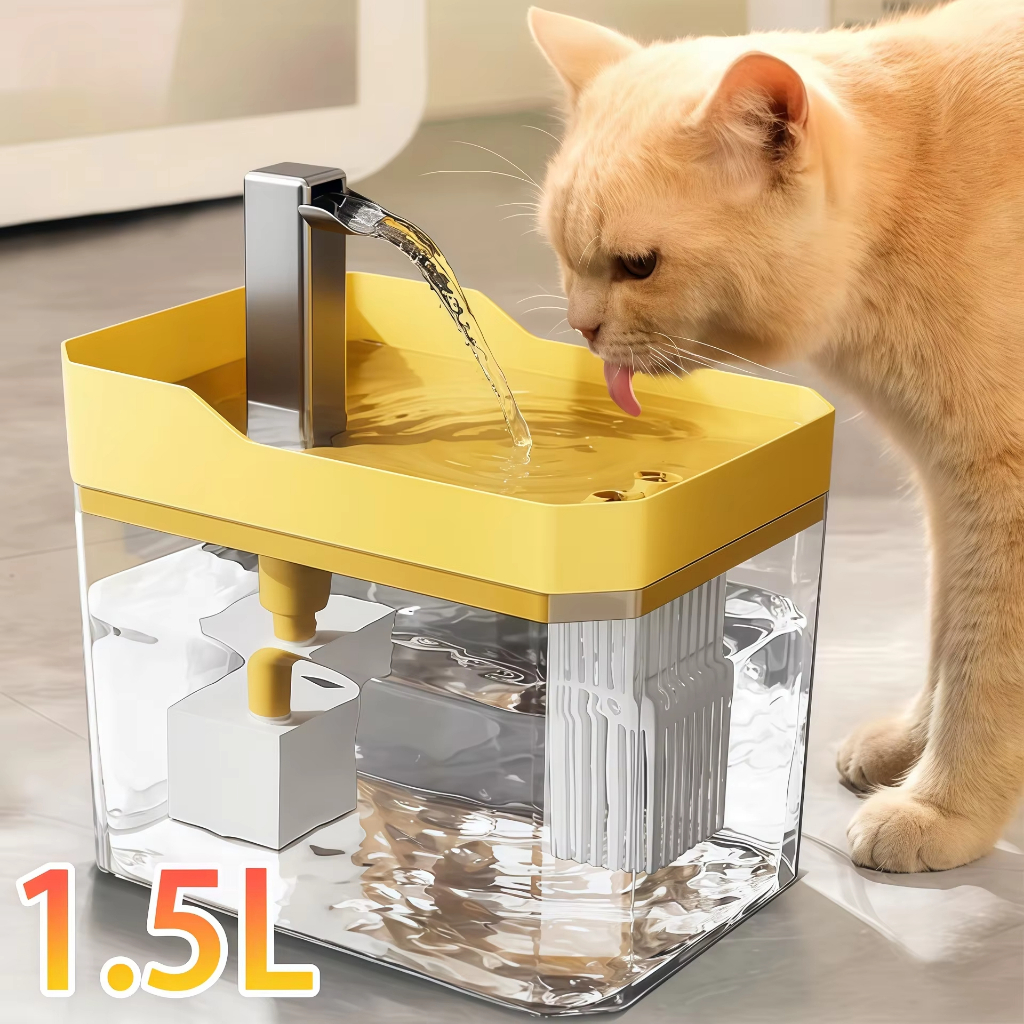 Distribuidor automático de água para gatos de duas cores 1.5L com purificador de água com filtro
