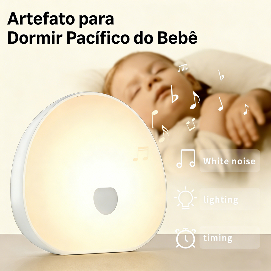 Máquina de Ruído Branco para Bebês com Luz Noturna, Perfeita para Decoração de Quarto de Bebê.