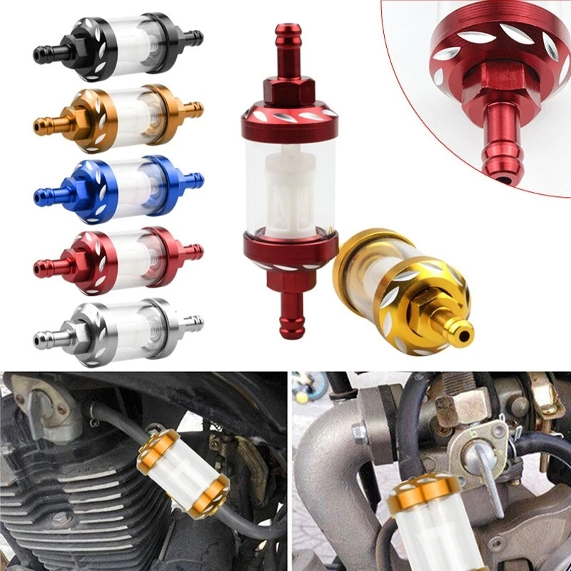 CNC Liga De Alumínio 8mm Motocicleta Vidro Gás Combustível Gasolina Filtro Óleo Para ATV Sujeira Pit Bike Motocro