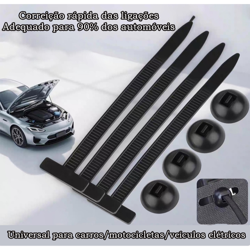 Kit 100/50 pcs  Presilhas Universal Abraçadeira T Fixador Chicote Carro Nylon Plug Cinta Automotiva