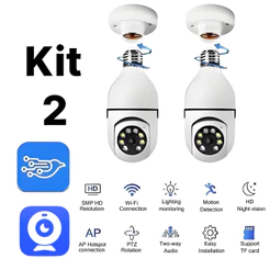 Kit Câmera De Segurança Lâmpada Externa Infravermelha À Prova D'água 360 Wifi Sem Fio 2.4G E27