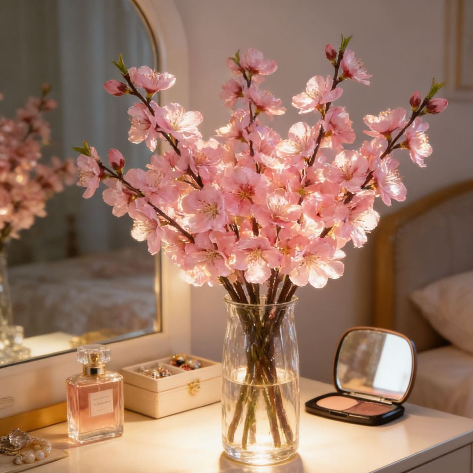 Kit 10 Buquê De Flores De Cerejeira Artificial , Flor De Pêssego ROSA, Estilo oriental Para Decoração De Casamento