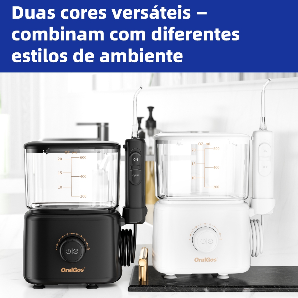 OralGos  600ml, 10 velocidades de enxaguamento - preto/branco