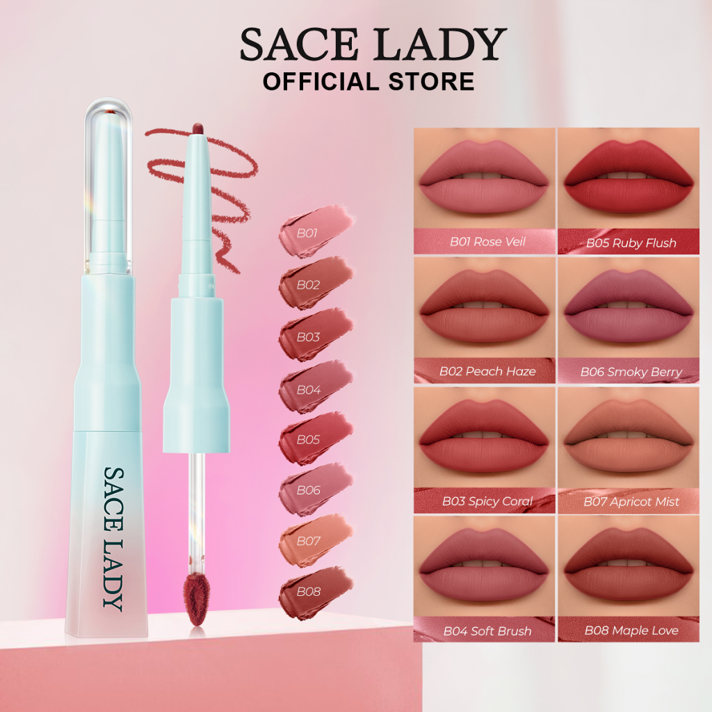 Lapis Labial SACE LADY Batom Liquido 2 em 1Lápis de Boca Longa Duração