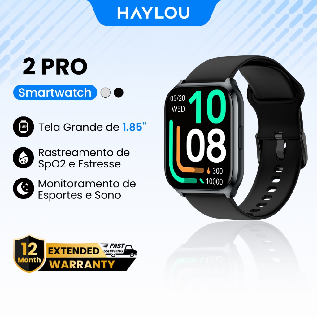 Smartwatch Haylou 2 Pro Tela 1.85"Bluetooth5.0 À Prova D'água 20diasBateria Longa Duração Esportivo Relógios inteligente