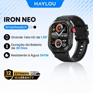 Haylou Smart Watch IRON NEO Smartwatch 1.95 "Display 3ATM Smartwatches De Resistência De 30 Dias em Oferta na Shopee