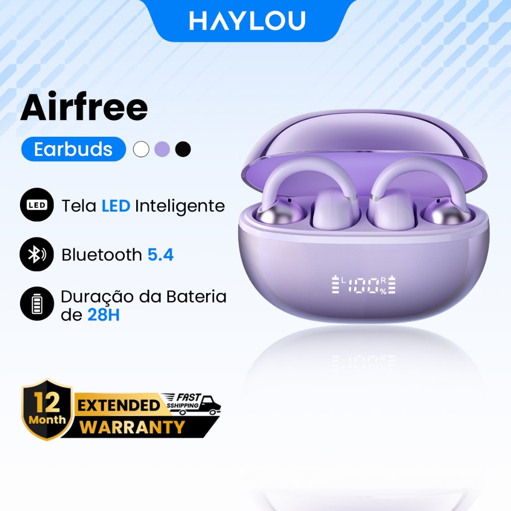 [New] Haylou AirFree Bluetooth5.4 Fones De Ouvido 28h-Bateria Display LED Esportivos De Microfone Duplo Sem