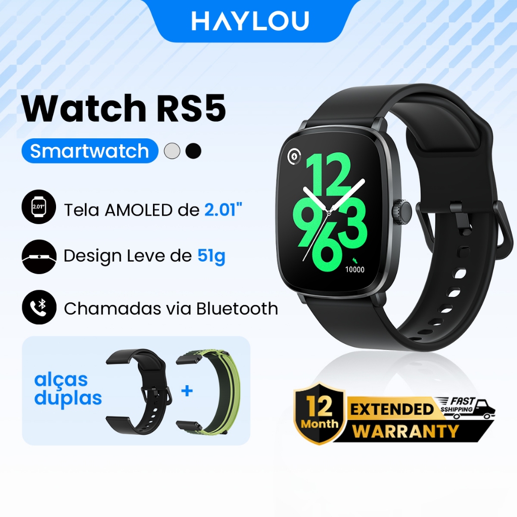 Haylou RS5 SmartWatch 2.01"AMOLED BluetoothCalling À Prova D'água Esportivo Relógio Inteligente 20day Endurance em Oferta na Shopee