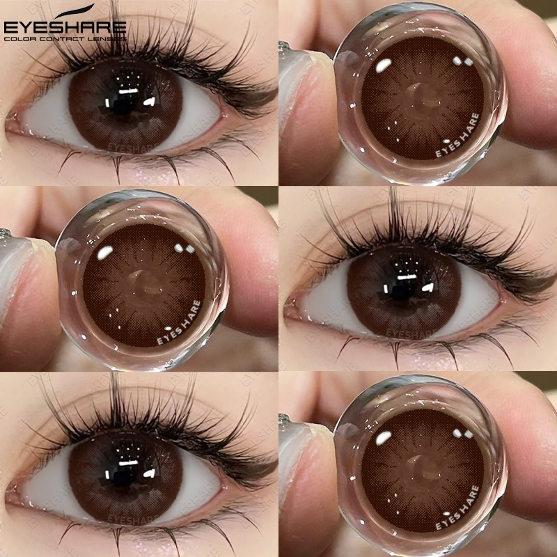 EYESHARE 2 Unidades De Lentes De Contato Marrom chocolate , Cor natural , Descartáveis Anuais .