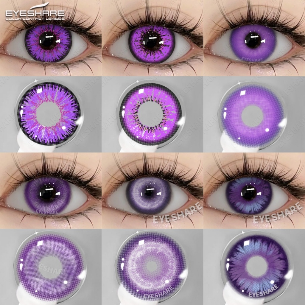 Eyeshare Lente De Contato Cor Roxa 1 Par Macia Para Cosplay Maquiagem Colorida Olhos Cosméticos DIA 14.0mm-14.5mm Navio 