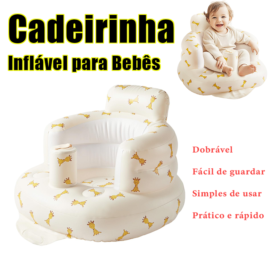 Cadeira infantil no estilo Sofá Inflável p/Bebês 3m+,é perfeita como assento de chão p/auxiliar a sentar c/bomba de ar