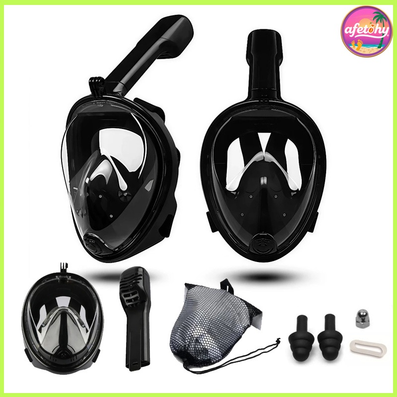 Máscara à prova d’água conjunto de mergulho/mergulho + Silicone rosto inteiro máscara de mergulho suporte câmera Gopro