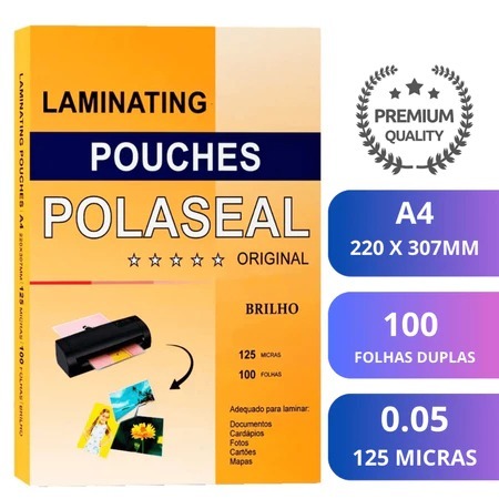 Polaseal Plastico Para Plastificacão 200/100 Folhas Com Brilho Masterprint A4 70mic Polaseal Plastico Para Plastificacão 200/100 Folhas Com Brilho Masterprint A4 70mic