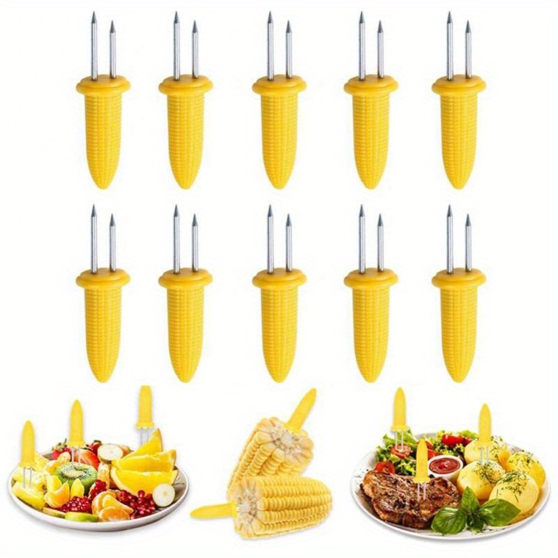 [garfo de milho em forma de milho] 4/8/16 varas garfo de frutas de aço inoxidável doméstico comer sinal de milho pequeno