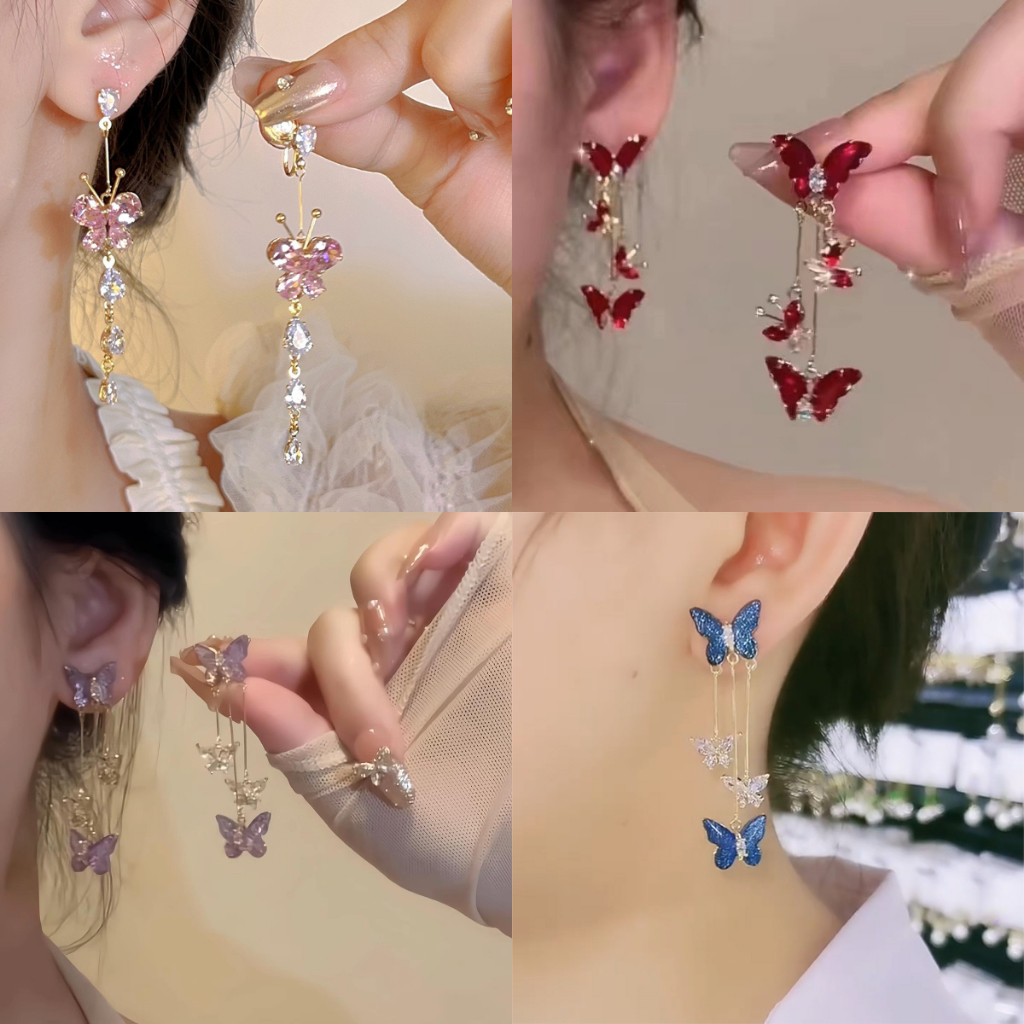 Borboleta Mori estilo fada borla brincos feminino 2 novo estilo High-End luz luxo suave brincos