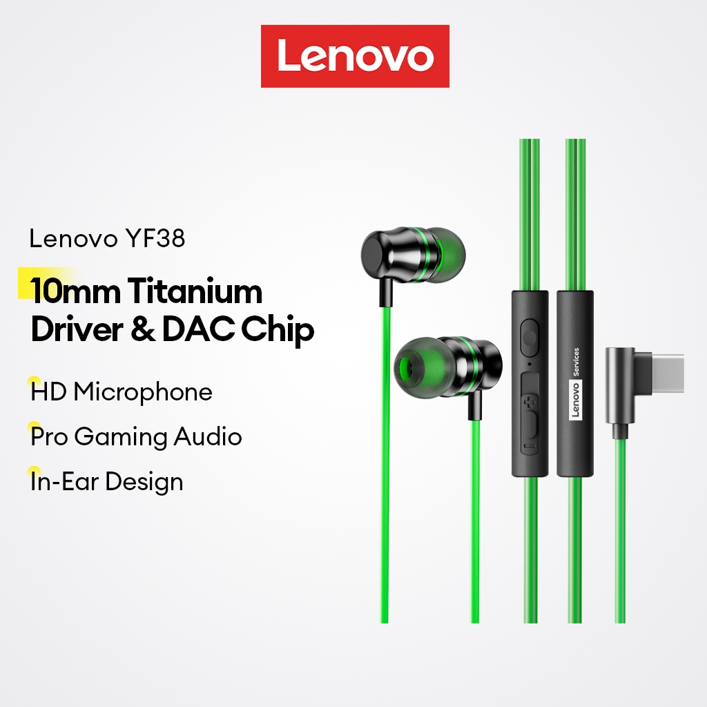Fones De Ouvido Com Fio Lenovo YF38 E Intra-Auriculares Para Jogos Drivers De Titânio De 10 Mm Chip DAC Mais Microfone H em Oferta na Shopee
