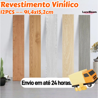12PC Piso Painel Revestimento Vinílico Adesivo Lavável Madeira