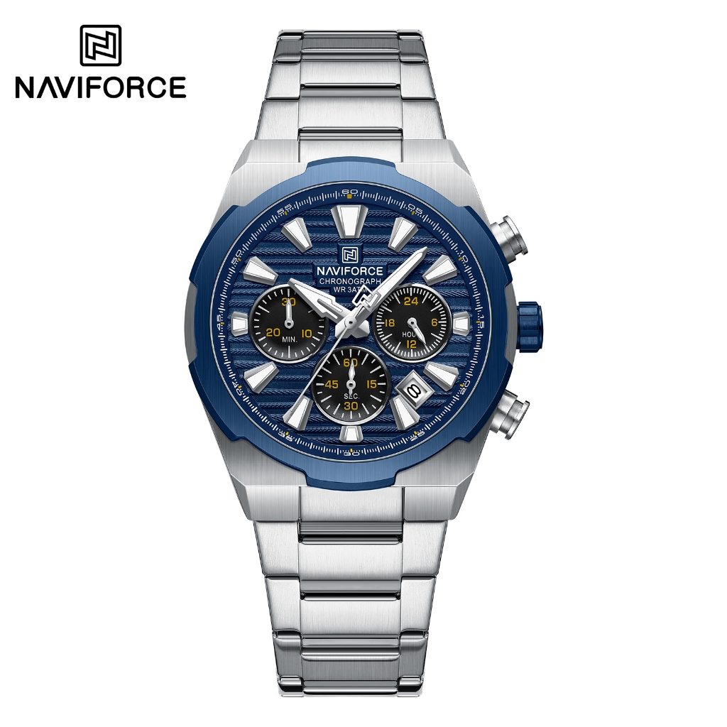 NAVIFORCE 8081 Business Casual Multi-Dial Multifuncional Pulseira De Aço Inoxidável Relógio Masculino